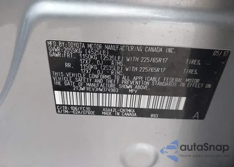 2017 Toyota Rav4 Xle z USA, uszkodzony, nr VIN 2T3WFREV3HW374983